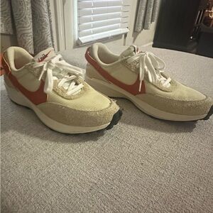 Nike Women's Cream and Orange Sneakers